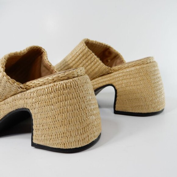 GANNI Butterfly Raffia Platform Mules Heeled Sandals Size 38 8 Natural NEW $425 - Picture 9 of 15